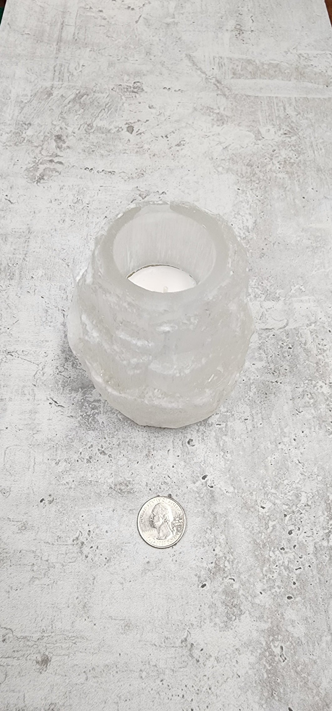 Small Selenite Candle Holder